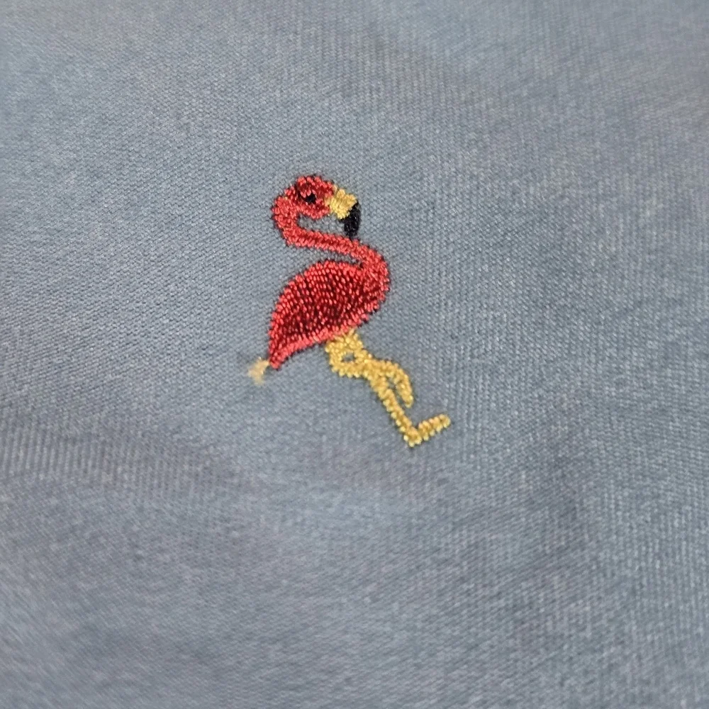 Surf Style Mens Medium Embroidered Flamingo Swim Shorts Trunks Beach Pool EUC